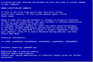 BSOD Stop Error 0x0000001e BSOD Stop Error 0x0000001e