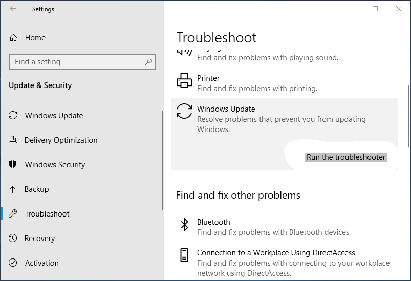 DISM Failed - Run the Troubleshooter