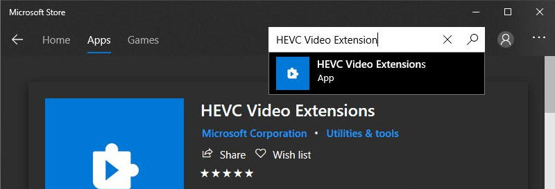 Installing the HEVC Video Extender Repair