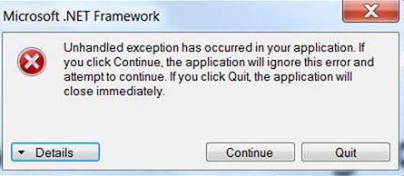 Unhandled Exception has Occurred in your Application
