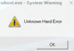 sihost.exe unknown hard error как исправить