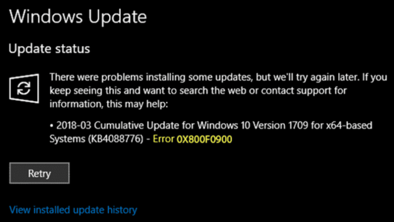 Repair Windows Update Error 0x800f0900 - IR Cache