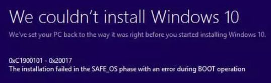 How to fix 0xC1900101 – 0x20017: Installation failed in SAFE_OS phase with error during BOOT operation