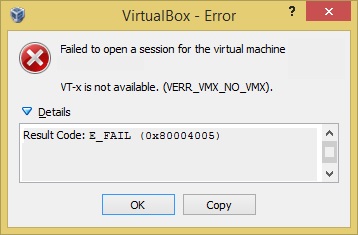 Troubleshooting VT-x Is Not Available (VERR_VMX_NO_VMX)