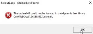 fallout 3 windows 10 ordinal 43